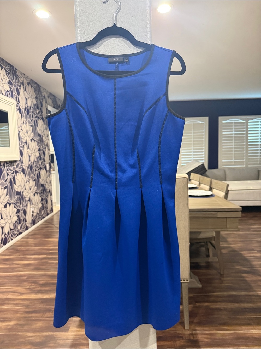 Apt. 9 Royal Blue Sleeveless Fit & Flare Dress with Black Trim